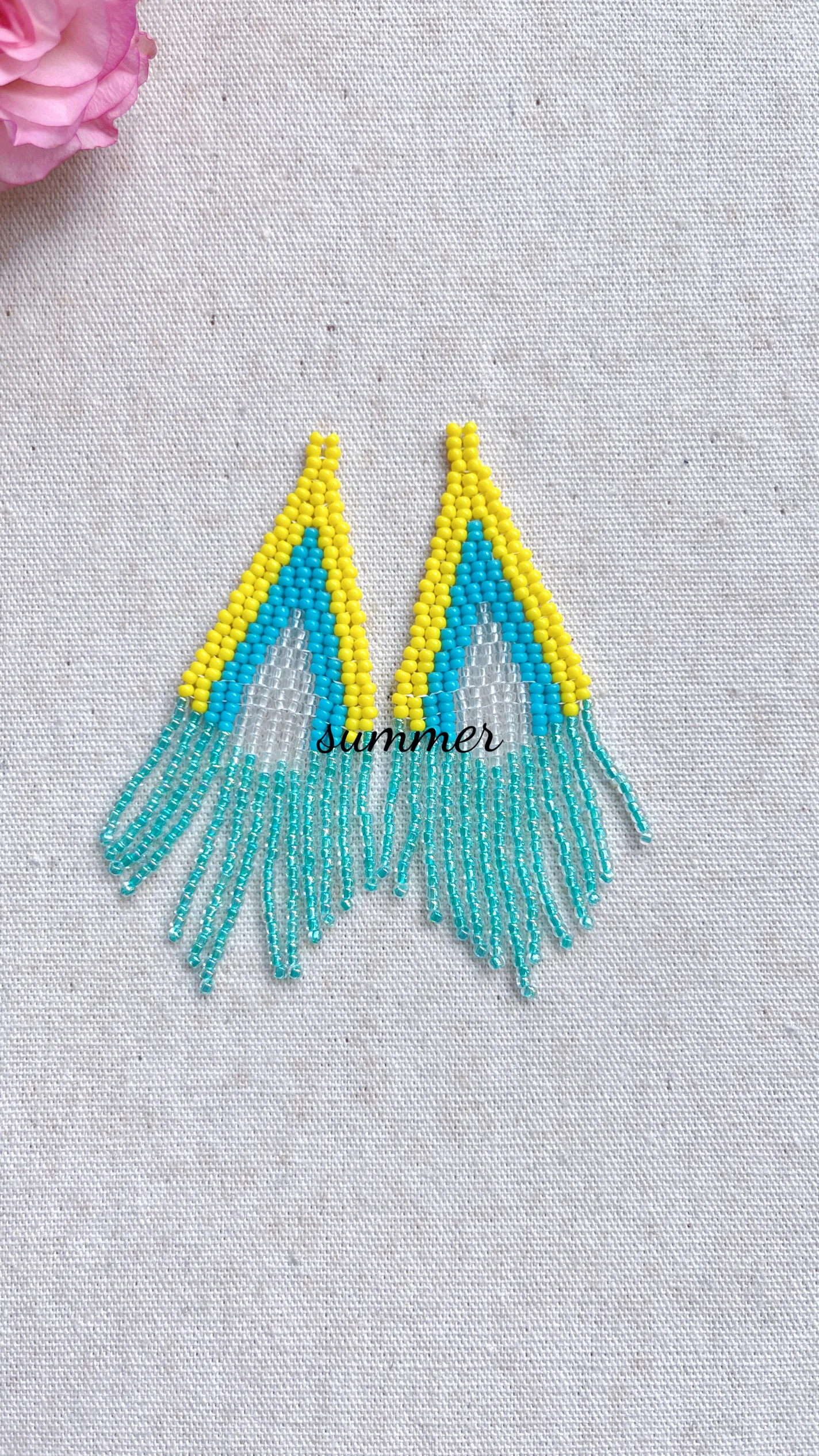 ZGMXR Pendientes de cuentas de arroz Borla Geometría Bohemia Aleación Tejido a mano Original Arco Iris Color degradado Pendientes de cuentas de moda simples