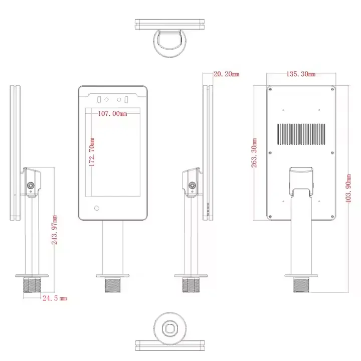 CSTR608B-LRSY شاشة تعمل باللمس محطة التعرف على الوجه منتج التحكم في الوصول البيومترية القابلة للتركيب على الحائط #3