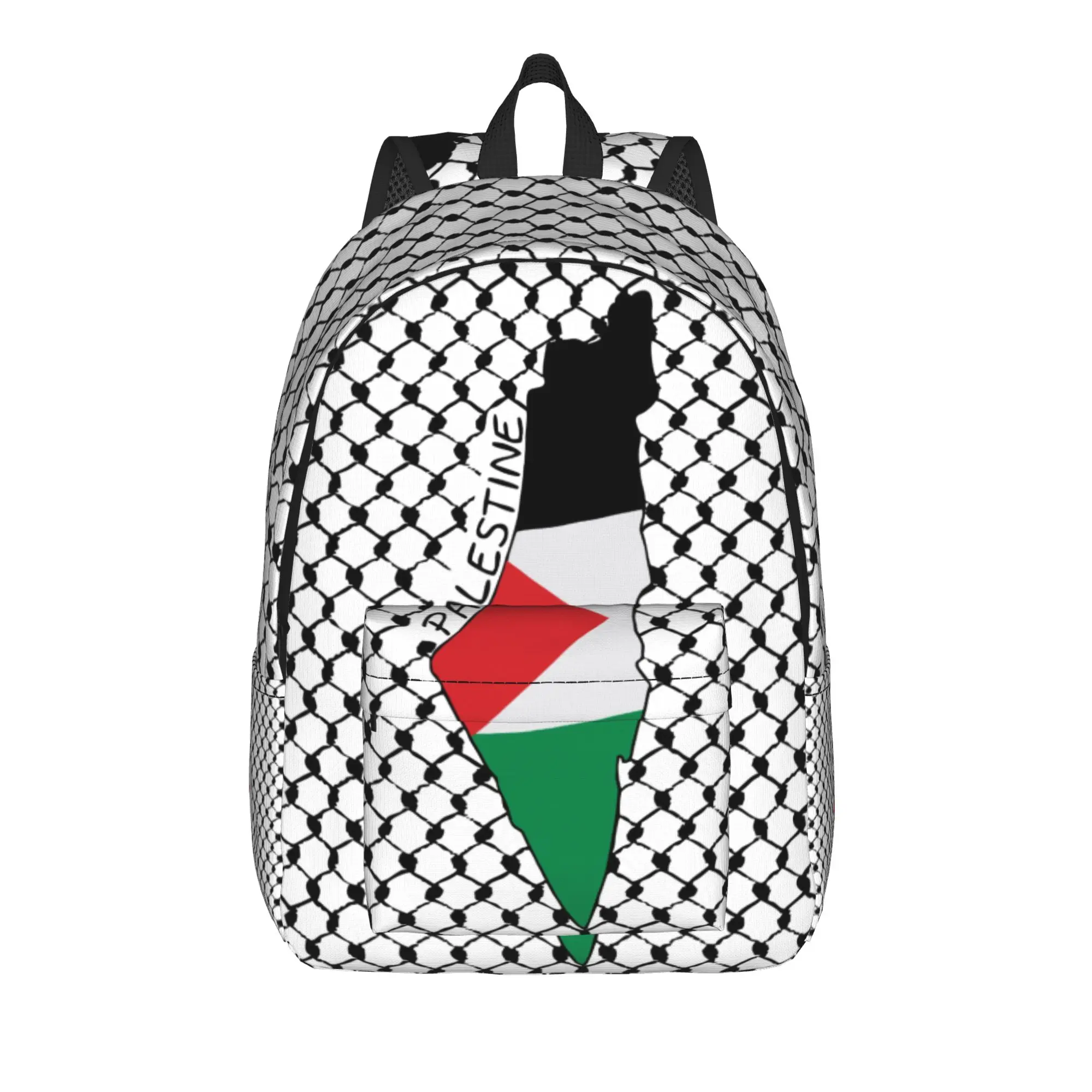 Palestine Flag Map Palestinian Kufiya Hatta Backpack for Men Women Student Work Daypack Keffiyeh Pattern College Canvas Bags