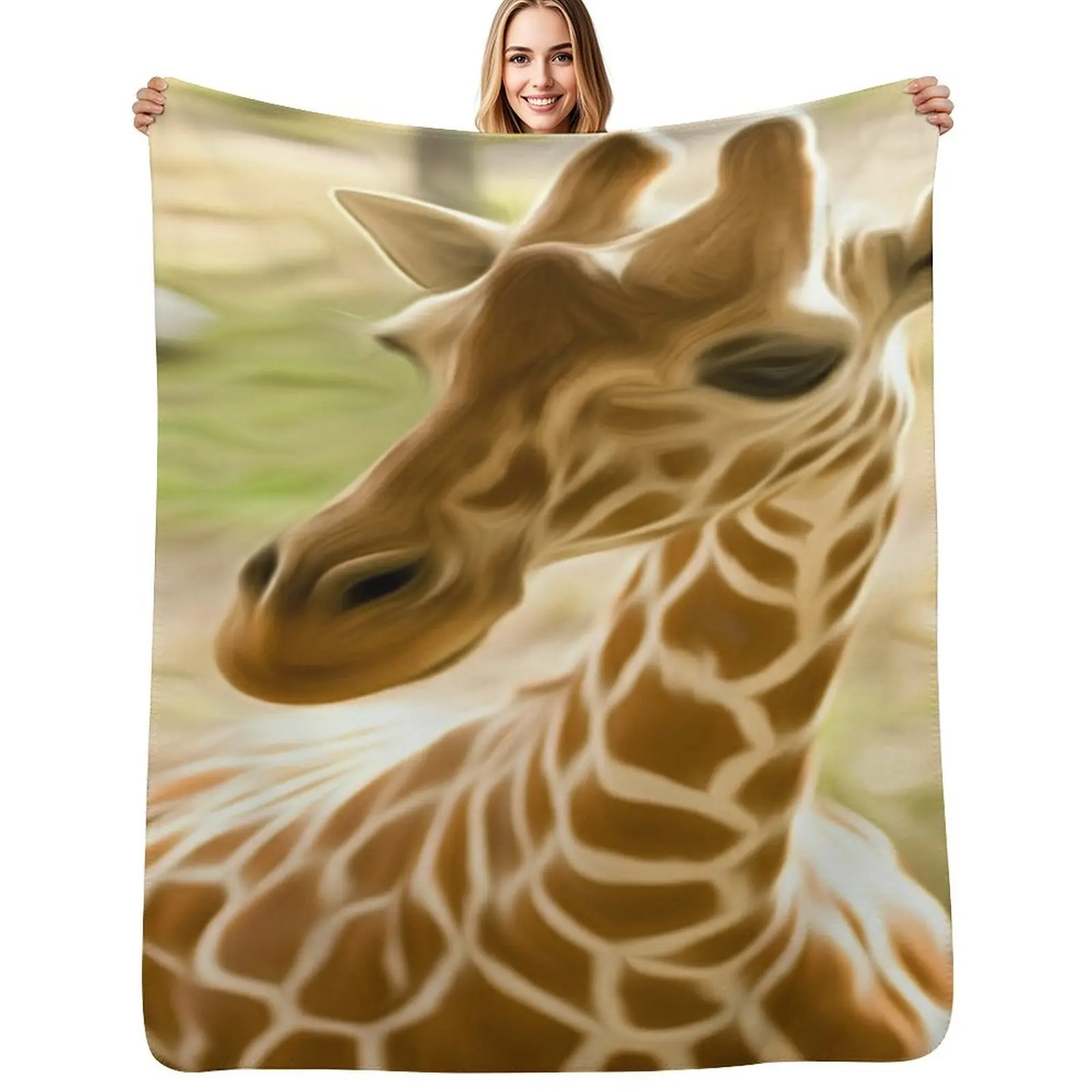 

Giraffe Painting Throw Blanket Color Fast Cozy Throw Blanket