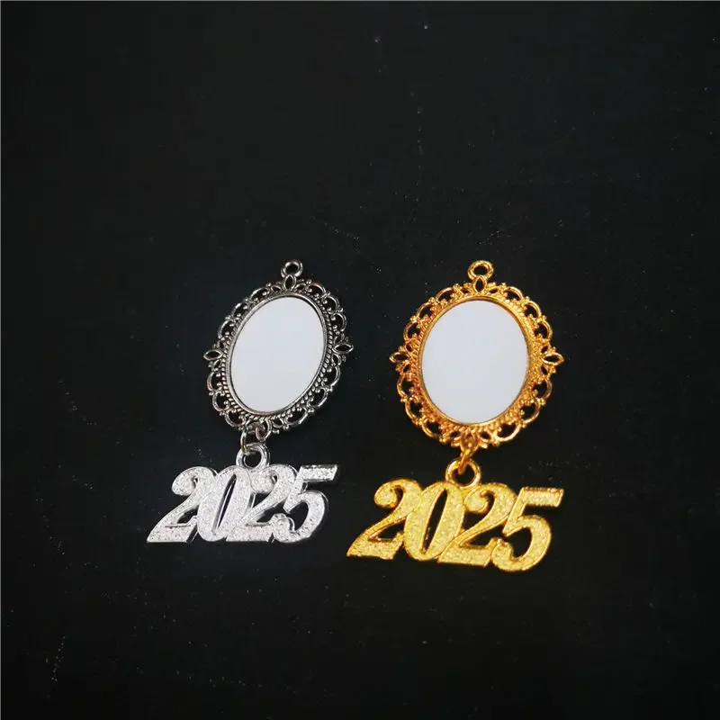 20Pcs Sublimation Blank 2025 Charm Graduation Tassel Graduation Charm Pendant Charm Gold Graduation Cap Tassel Charm Jewelry Diy