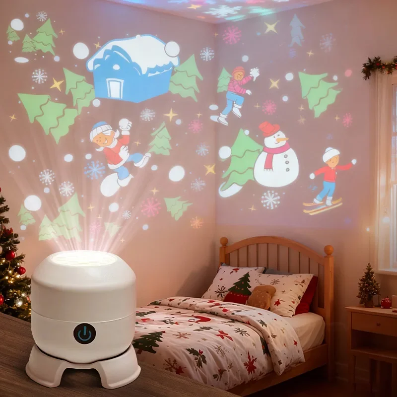 Dynamic Rotating LED Projector Light Rechargeable Projector 360 Rotating Adjustable Brightness Atmosphere Light For Bedroom Deco