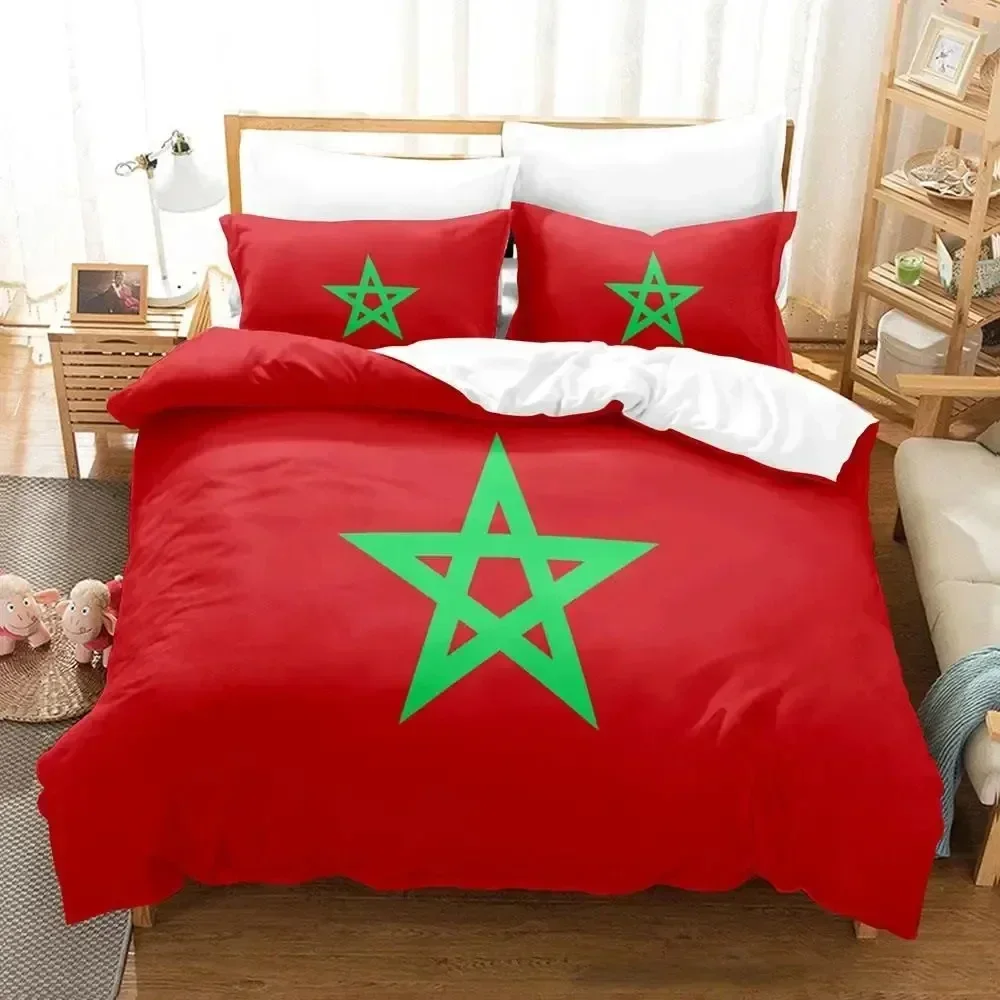 

3D Print Morocco Flag Bedding Set 3D Printed Suitable for Bedroom Duvet Cover Set With Pillowcases Kids Home Textile