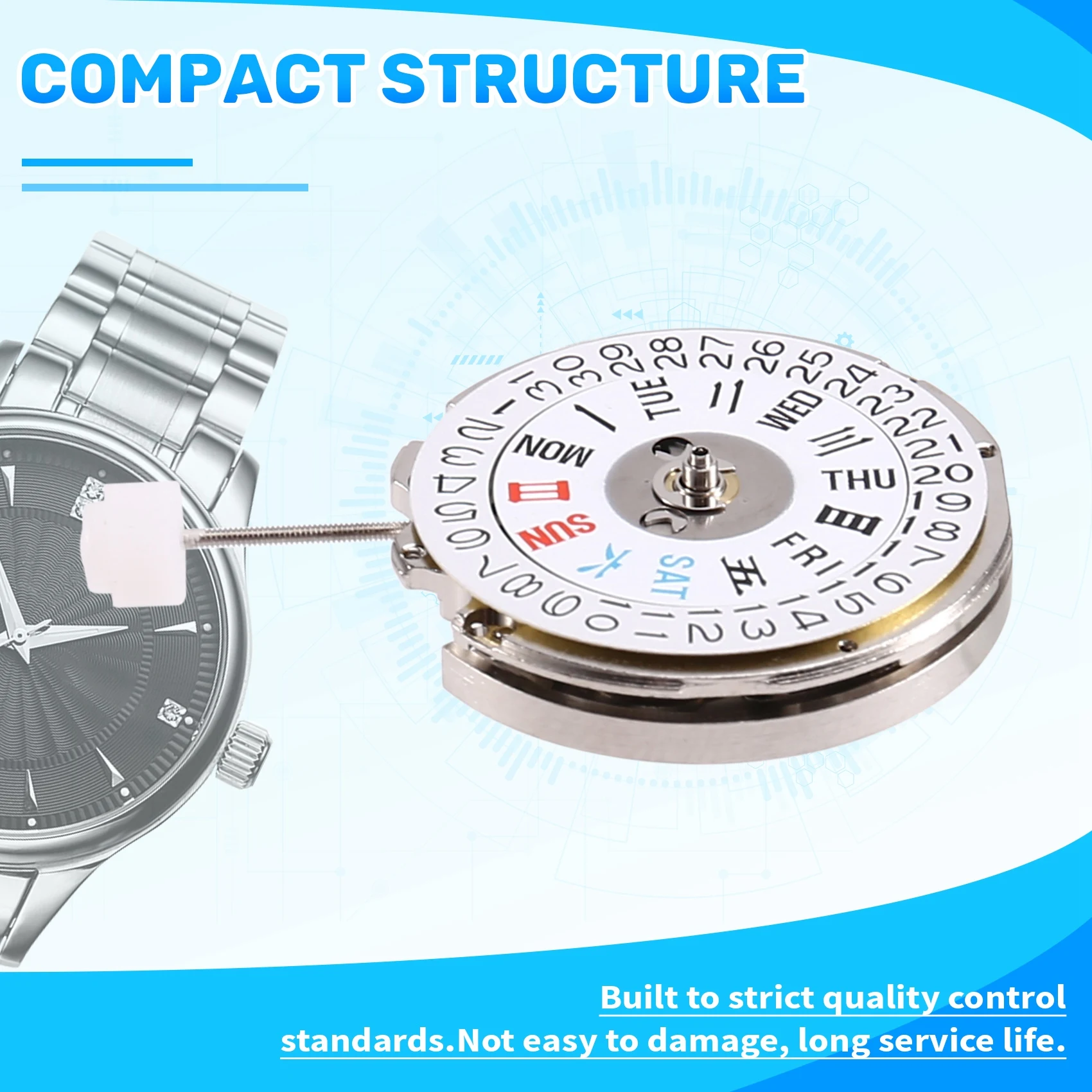 

Полностью автоматический механический механизм AS60 NH36, сделано в Китае, для японских механизмов NH36 NH36A, дата на 3- часах