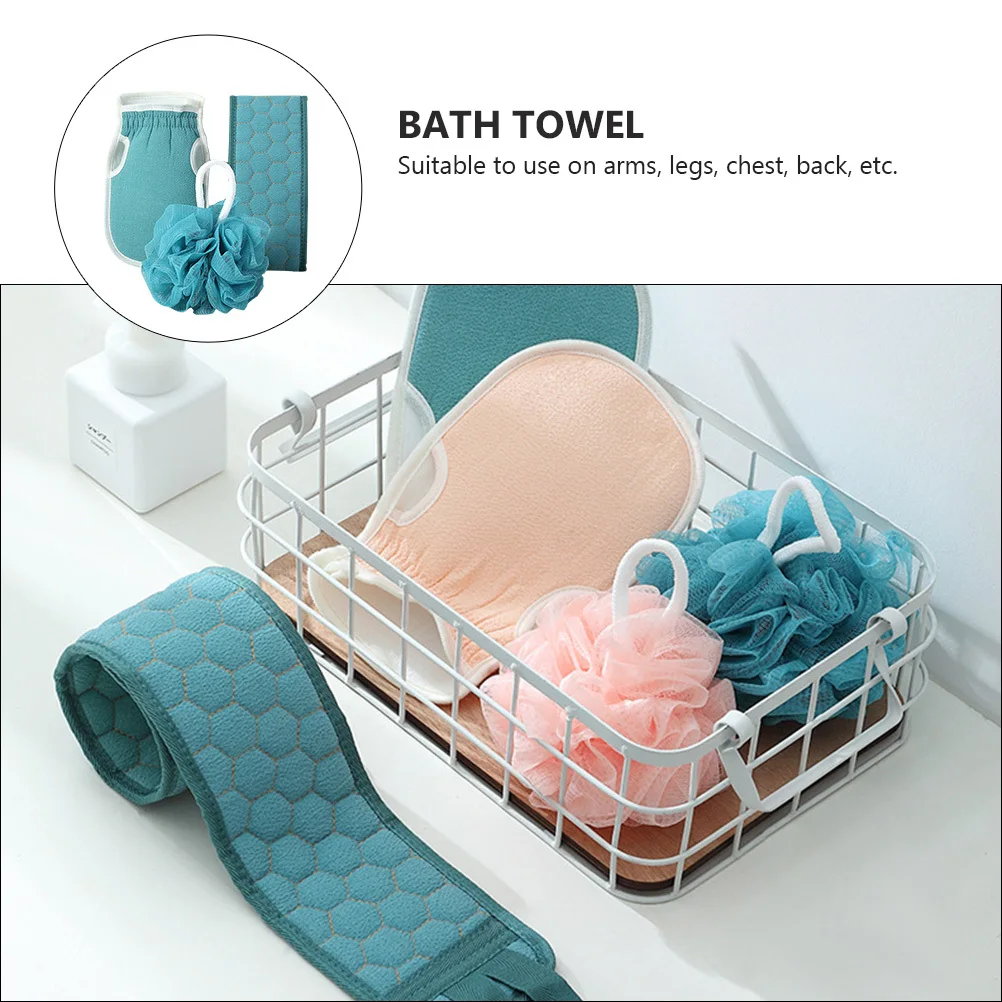 

1Set Bath Scrub Set Durable Exfoliating Gloves Pull Back Strip Back Belt Body Shower Tools Bath Accessories Bathing Gloves