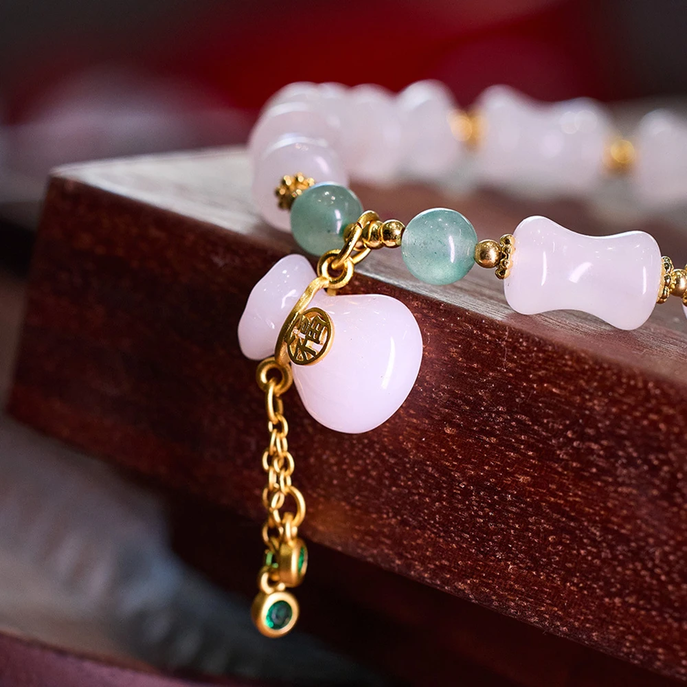 Jade Beads Money bag Bracelet for Girls White Crystal Stone Bamboo Joints Fashion Jewelry Gift Luxury Bangle Women  Accessories