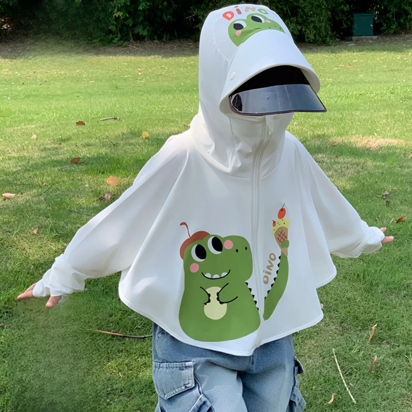 Roupa Infantil de Proteção Solar para Exterior, Chapéu Respirável com Proteção UV, Roupa Anti-Mosquito, Camisa de Verão com S...