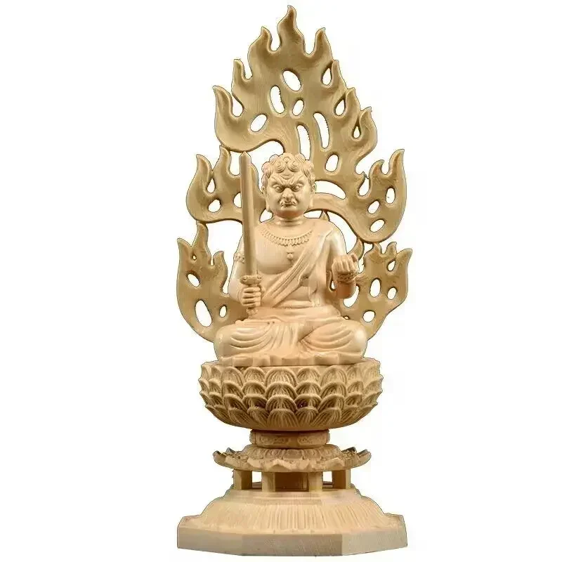 

Wood Carving Patron Saint does not move Ming Wang Figures Statue Solid Wood Art Carving Home Living Room Feng Shui Statues 28cm