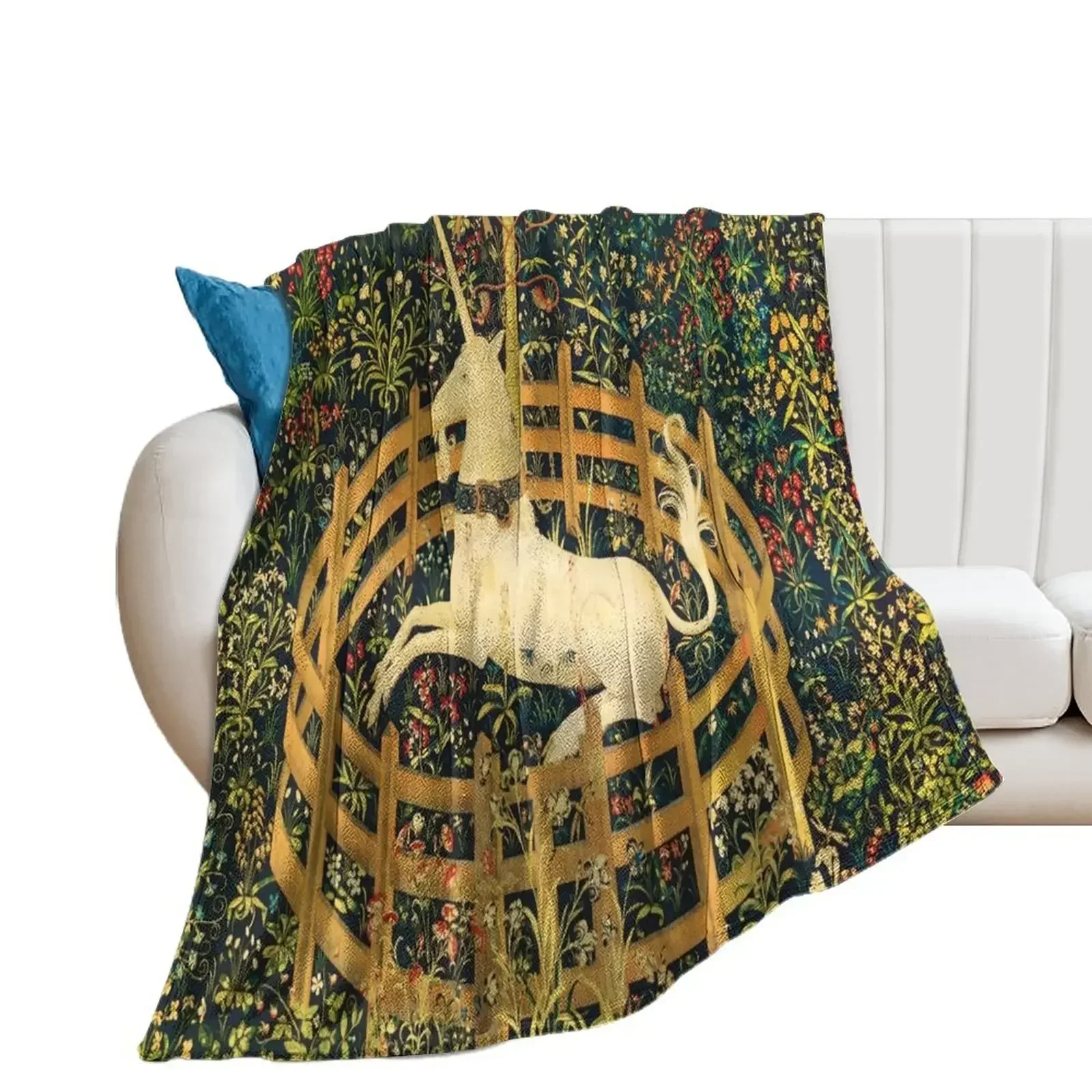 

The Unicorn Rests in a Garden (from the Unicorn Tapestries) Throw Blanket Soft Softest Decorative Sofa Thin Blankets