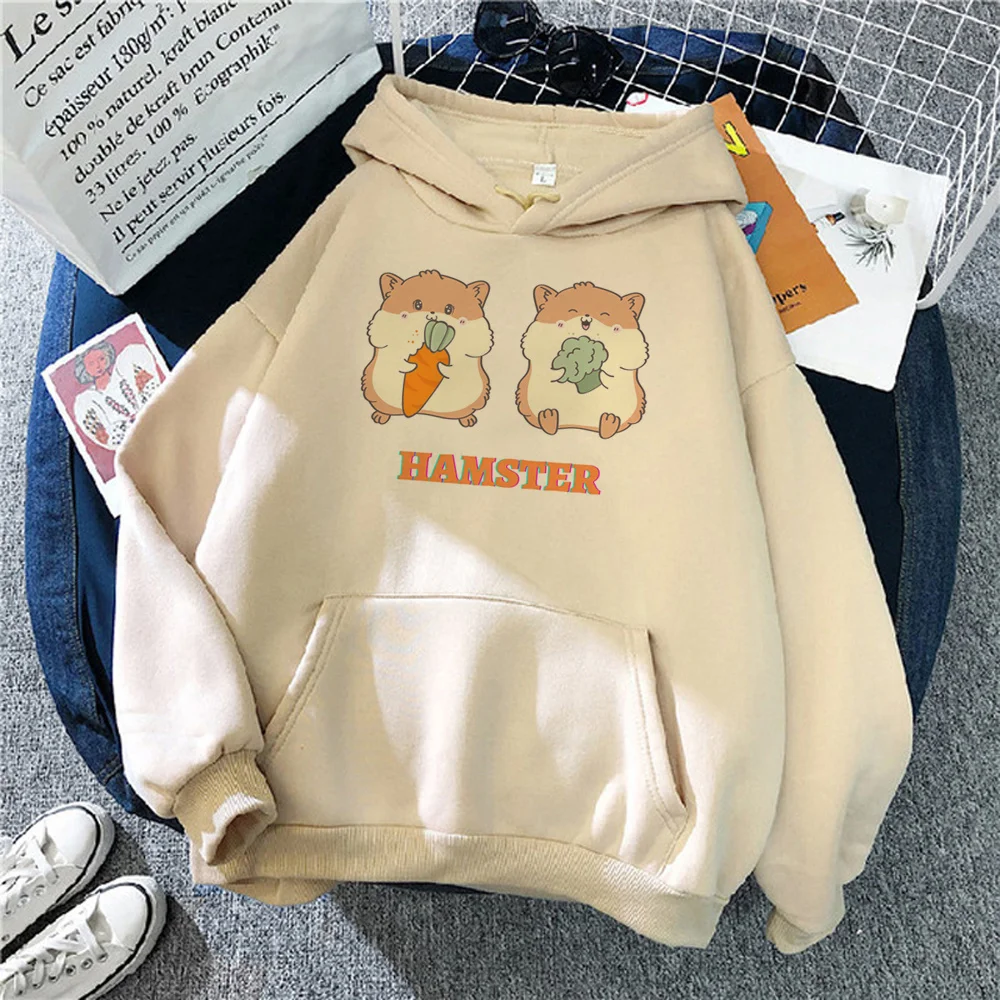 Hamster hoodies women 2023 vintage gothic funny hoddies tracksuit female 90s sweater