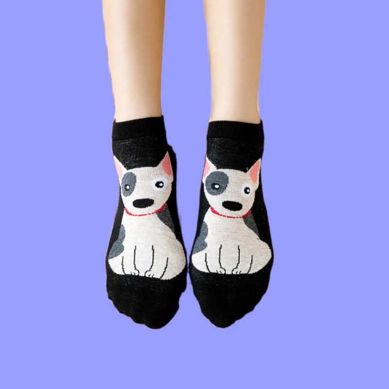 High Quality 2024 New 5/10 Pairs Dog Cat Cartoon Women Socks Kawaii Cotton Short Socks Cute Low Cut Ankle Fashion Socks