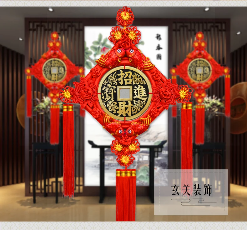 

large # HOME Lobby hall WALL shop festival Decorations gift efficacious Money Drawing lucky Hand knitted FENG SHUI Chinese knot