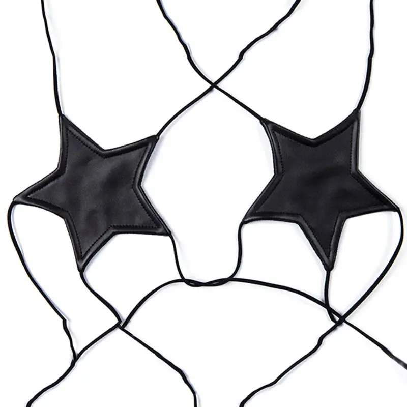 Womens Sexy Glitter Reflective Five-Pointed Star Bra Strappy Bandage Halter Top