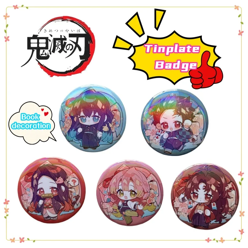 شيطان القاتل كامادو تانجيرو كامادو Nezuko Kanroji Mitsuri الإبداعية صفيح شارة أنيمي الكرتون الملابس حقيبة شارة هدية عيد ميلاد #1
