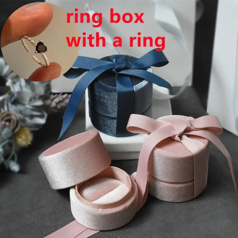 Corduroy Ring Box With A Ring Bow Ribbon High Quailty Ring Storage Holder Case Organizer Weddying Gift Packaging Display Box