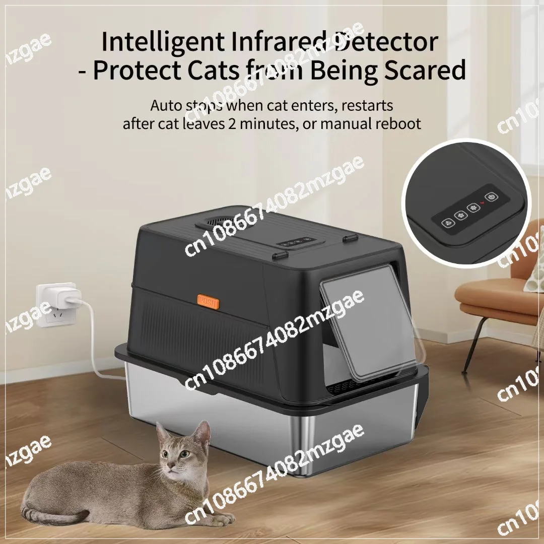 

Intelligent fresh air odor-proof fully enclosed waterproof cat toilet with super large stainless steel cat litter box