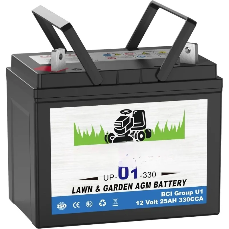 UPLUS U1 12V 330CCA AGM Lawn Mower Battery Maintenance Free for Garden Tractors Riding Mowers