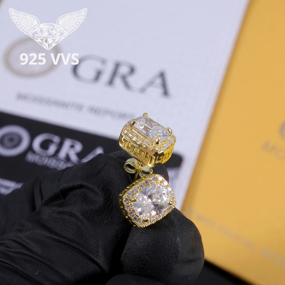 

Серьги-гвоздики с муассанитом VVS Iced Out D цвета, стерлинговое серебро, ювелирные изделия в стиле хип-хоп, ювелирные изделия, подарок унисекс