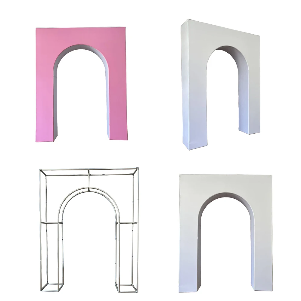 3D Pink and White arch wall opened Door arch Photographic Background Photography Backdrop Ornaments Party Event Decor