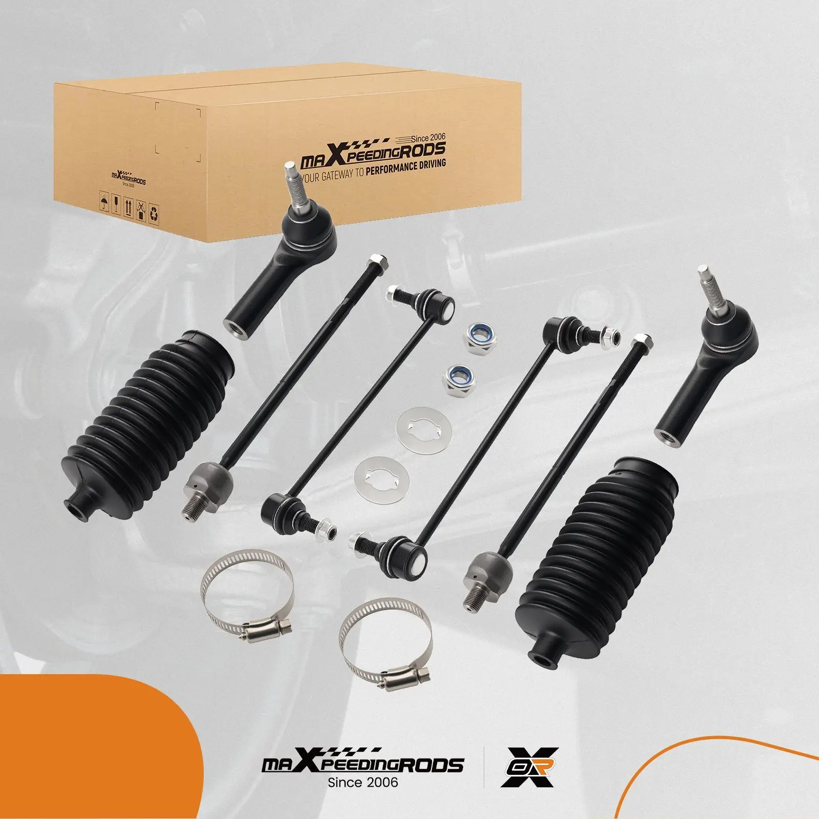 

8pc Front Suspension Sway Bar Link Inner Outer Tie Rod for Ford Mustang 2005-2010 4R3Z3A130AB 4R3Z3280A