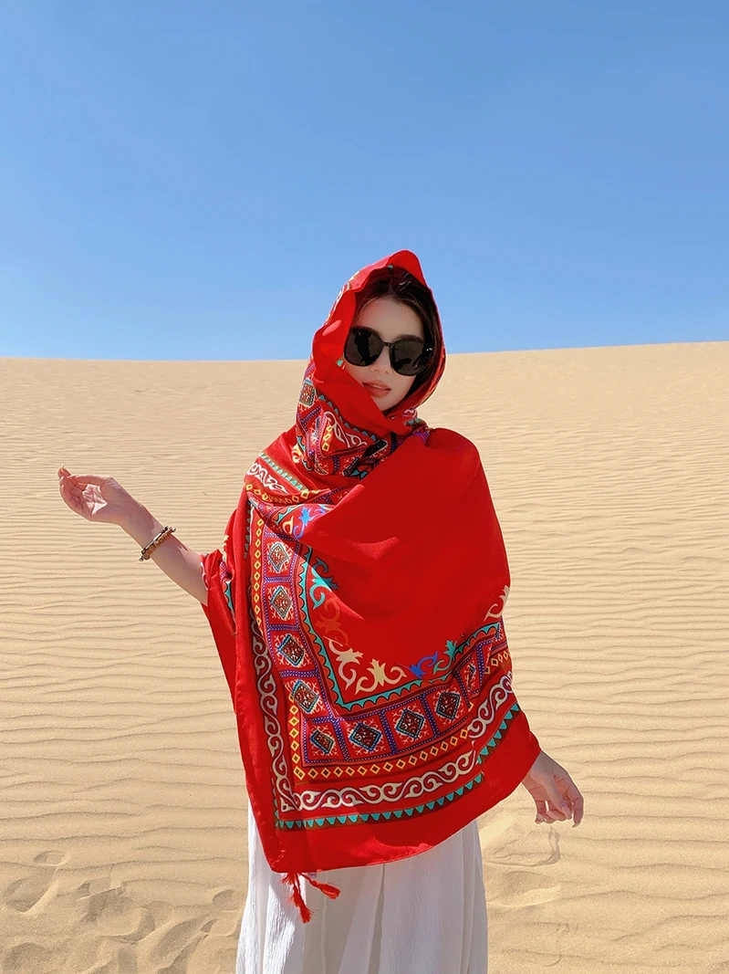 

Пляжный саронг, длинный шарф, женский летний дорожный фотофон, этнический солнцезащитный шарф, универсальный праздничный шарф из полиэфирного волокна