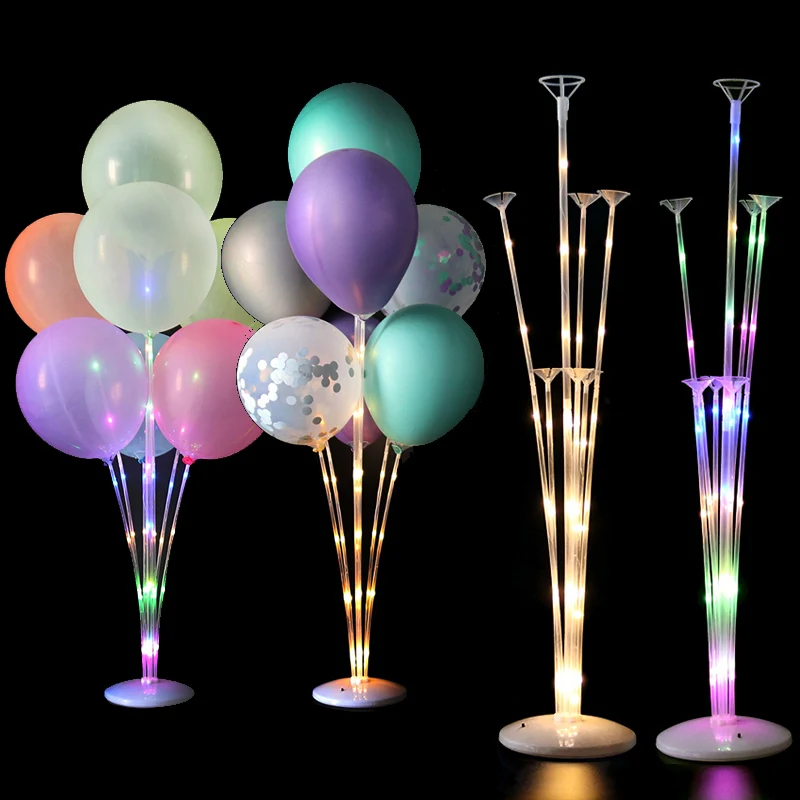 1/2set LED Ballon Stand Ballon Column With Glow Lights String Baby Shower Birthday Party Decoration Night party glow decoration