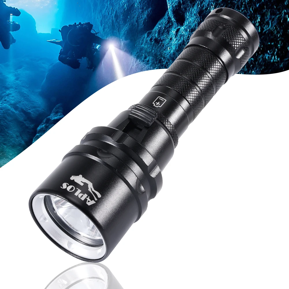 

APLOS AP20 Dive Light, 2000LM Professional Scuba Diving Flashlight, IPX8 Waterproof Underwater Torch Powered by 18650 Battery