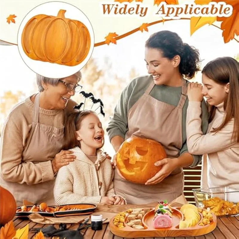 GYTB - Deska do serwowania, deska do krojenia z drewna w kształcie dyni na Halloween z uchwytem, drewniane deski do serwowania wędlin do dekoracji kuchni