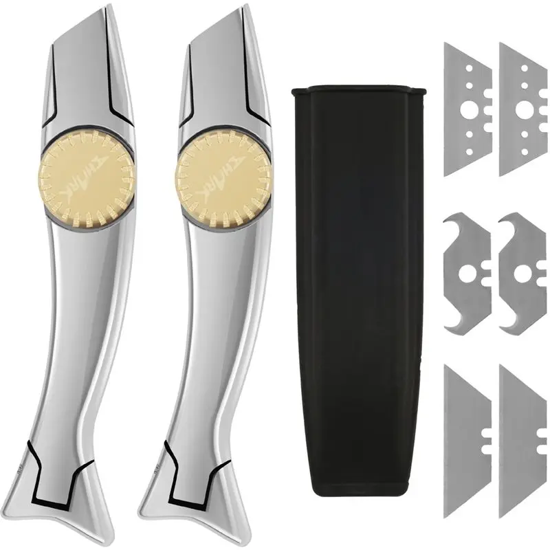 ALIM-Aluminium Roofing Knife 1Set Carpet Knife With Solid Brass Knob Blade Easy To Use Secure Comfortable Carpet Tool
