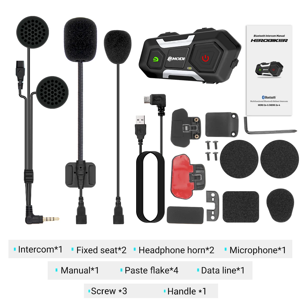 HEROBIKER Motorcycle Intercom Helmet Headset Helmet Waterproof Speaker Interphone Moto Headset Wireless Intercomunicador 1200M