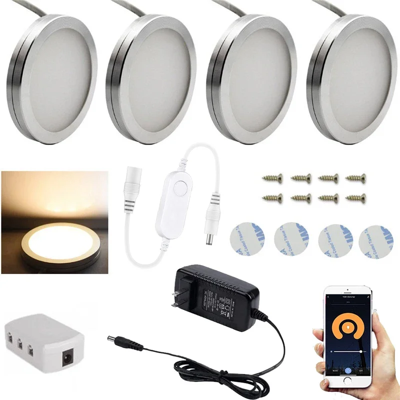 Tuya Wifi 12V LED Under Cabinet Lighting Dimming White/ Warm White Kitchen Counter Furniture Lighting Kit for Alexa Google Home