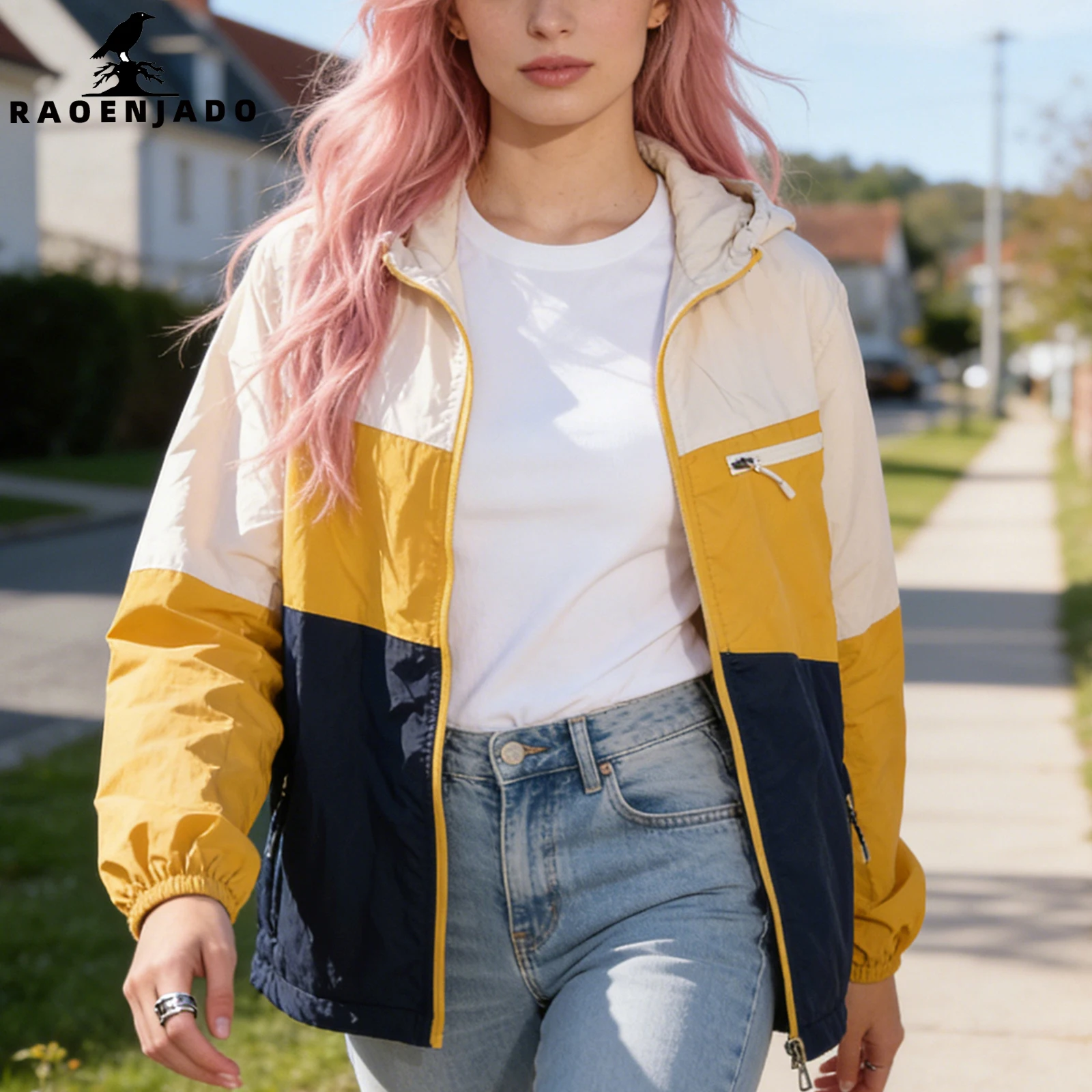 Women's Light Zip-up Hoodies UV-protective Hiking Jacket Summer Breathable Thin Coat with Zipper Pockets for Outdoor Activities