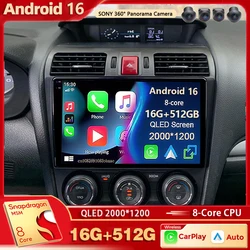 Android 16 For Subaru Forester 4 SJ 2012 - 2015 2K QLED Android Car Radio Multimedia Video Player GPS AI Voice CarPlay 4G Stereo
