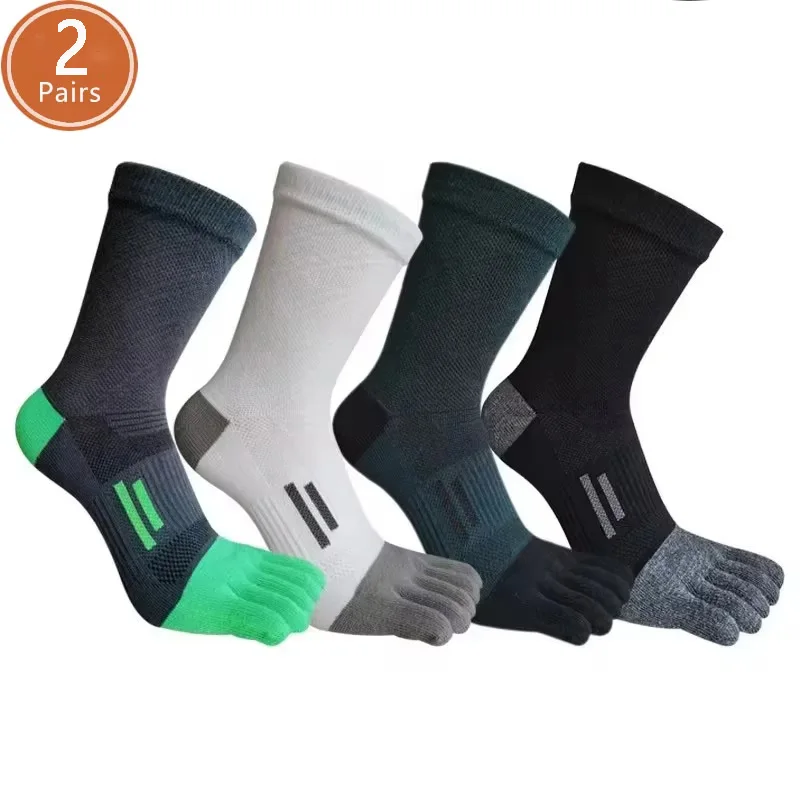 

2 Pairs Toe Short Socks Sport Man Compression Cotton Sweat-Absorbing Young Casual Anti-Bacterial Breathable 5 Finger Socks