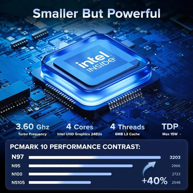 Essenx E1 Mini PC Alder Lake N97(up to 3.60 GHz),16GB DDR4 512GB M.2 SSD Mini Desktop Computer, Mini Computers