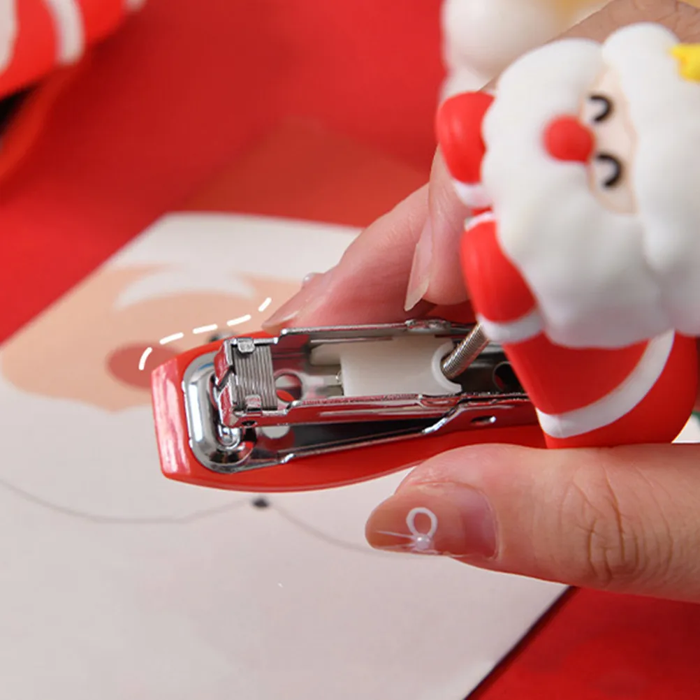 

Santa Claus Cartoon Small Stapler Portable Travel Office Desktop Stationery Cute Fun Stapler for Home School Small Staplers