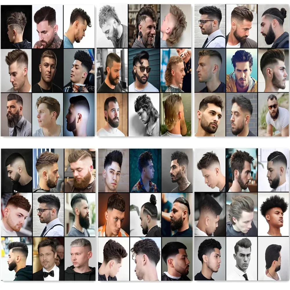 Drop Fade\Faux Hawk\High Taper\Low Top Fade Haircut for Men Posters and Prints Art Painting Hairdressing Barber Shop Wall Decor