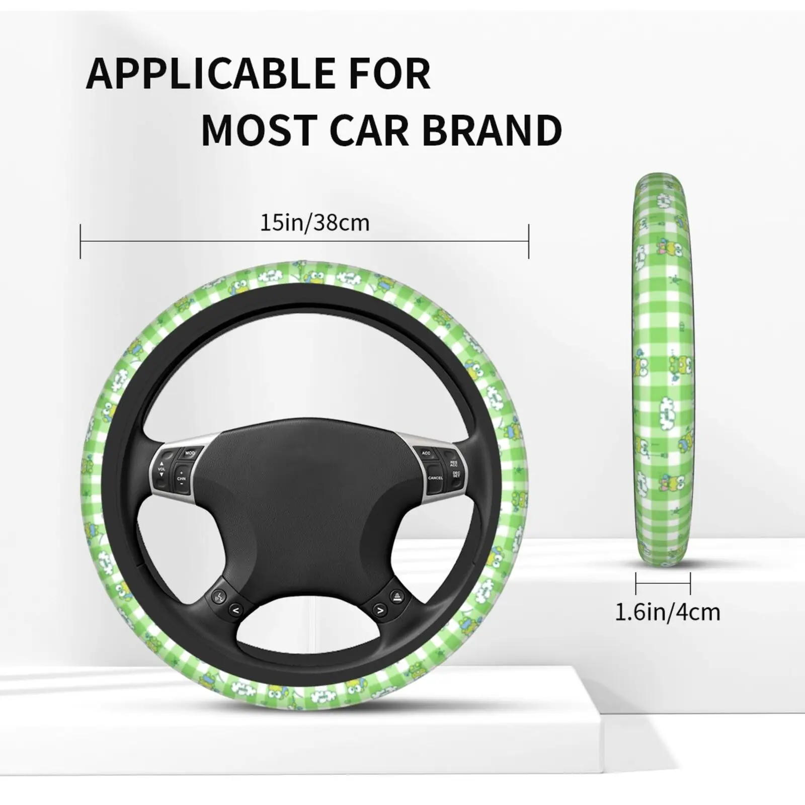 Steering Wheel Cover Green Big Eyed Frog Car Parts Universal 15 Inch Chloroprene Rubber Breathable Anti Slip view 4