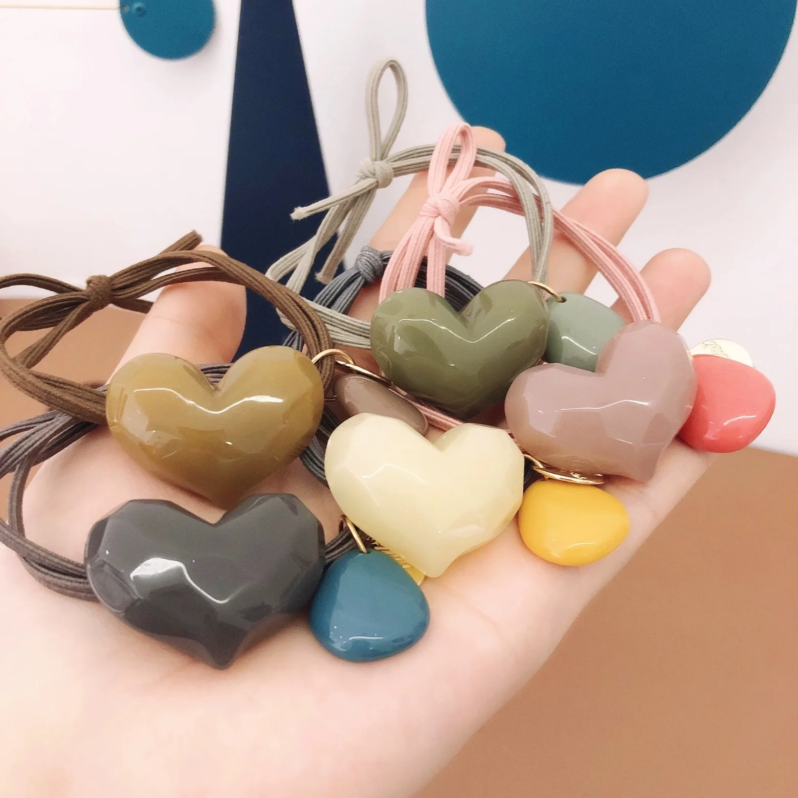 Fashion Heart Shape Hair Rope Scrunchie Women Elastic Hair Rubber Bands Accessories For Girls Tie Hair Ring Headdress Holder