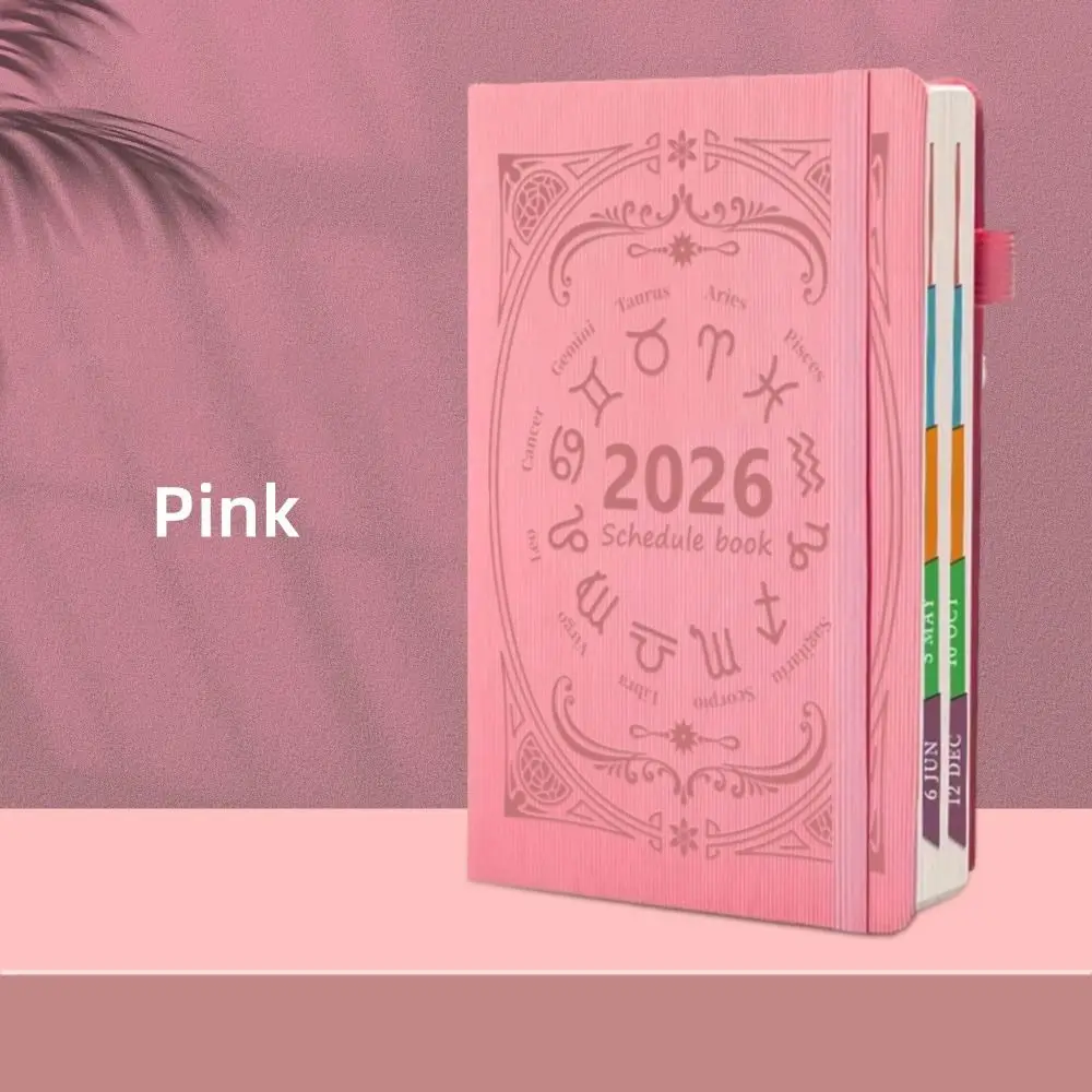 

English 2026 Schedule Planner Notepad 12 Months Wear-resistant To-do List Notebook Textured PU Portable Diary Writing Pads