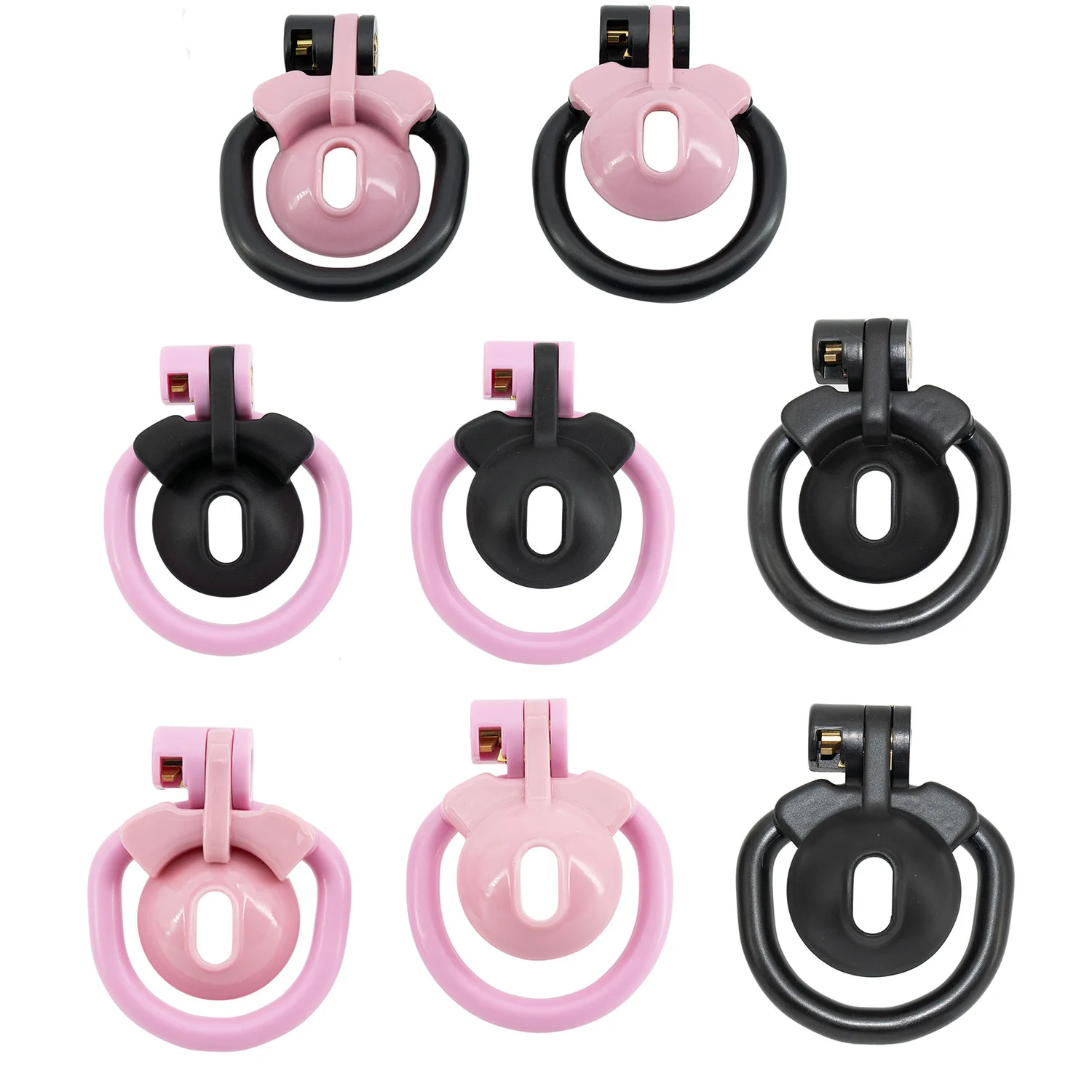 New Mini Positive/Negative Chastity Cage for Sissy CB Lock Penis Cage Black/Pink with 4 Size Cock Rings Bondage Adult Sex Toys