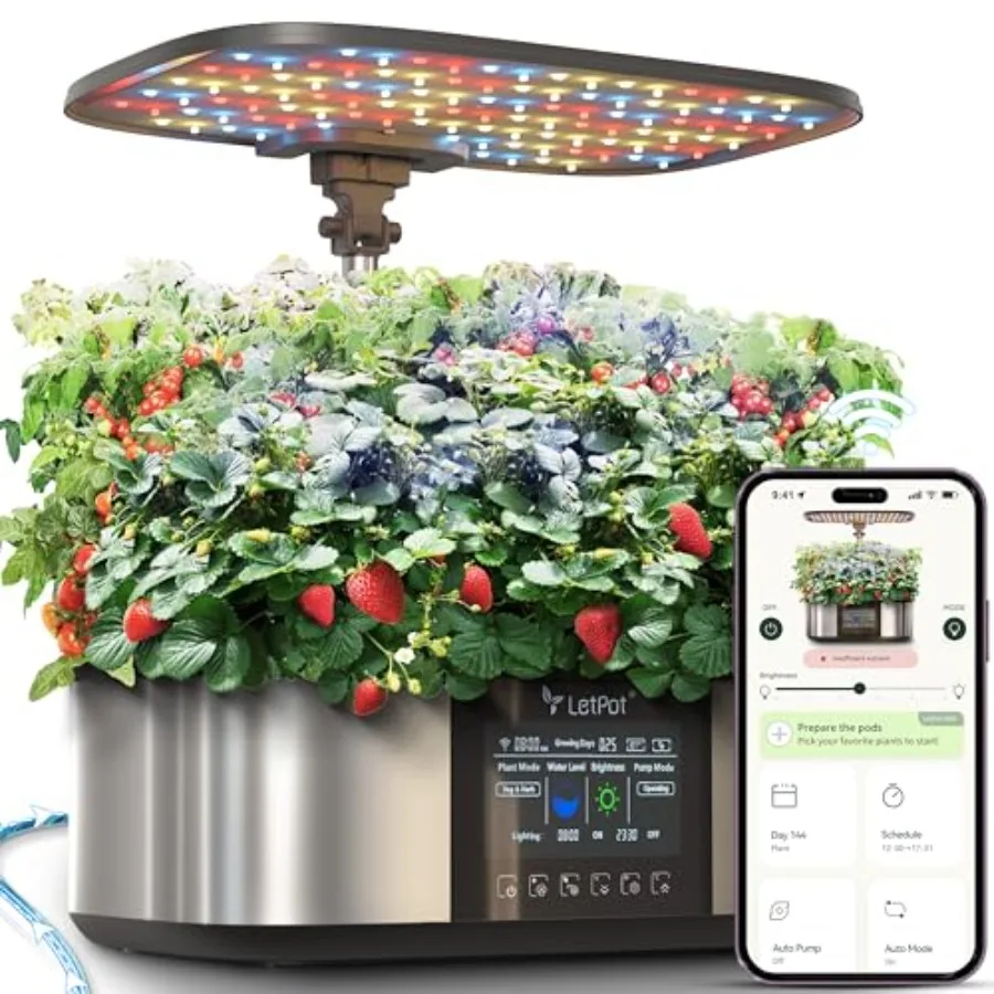 

Smart Indoor Garden with Hydroponics System 21 Pods 36W LED Grow Light APP WiFi Controlled Auto Drip Irrigation Self-Managed Wa