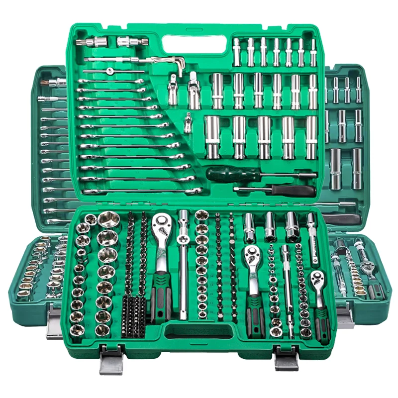 216PCS Auto Repair Vehicle Mechanic Tool Set Steel Socket Wrench Hand 24T Ratchet Spanner Combination Kit Box