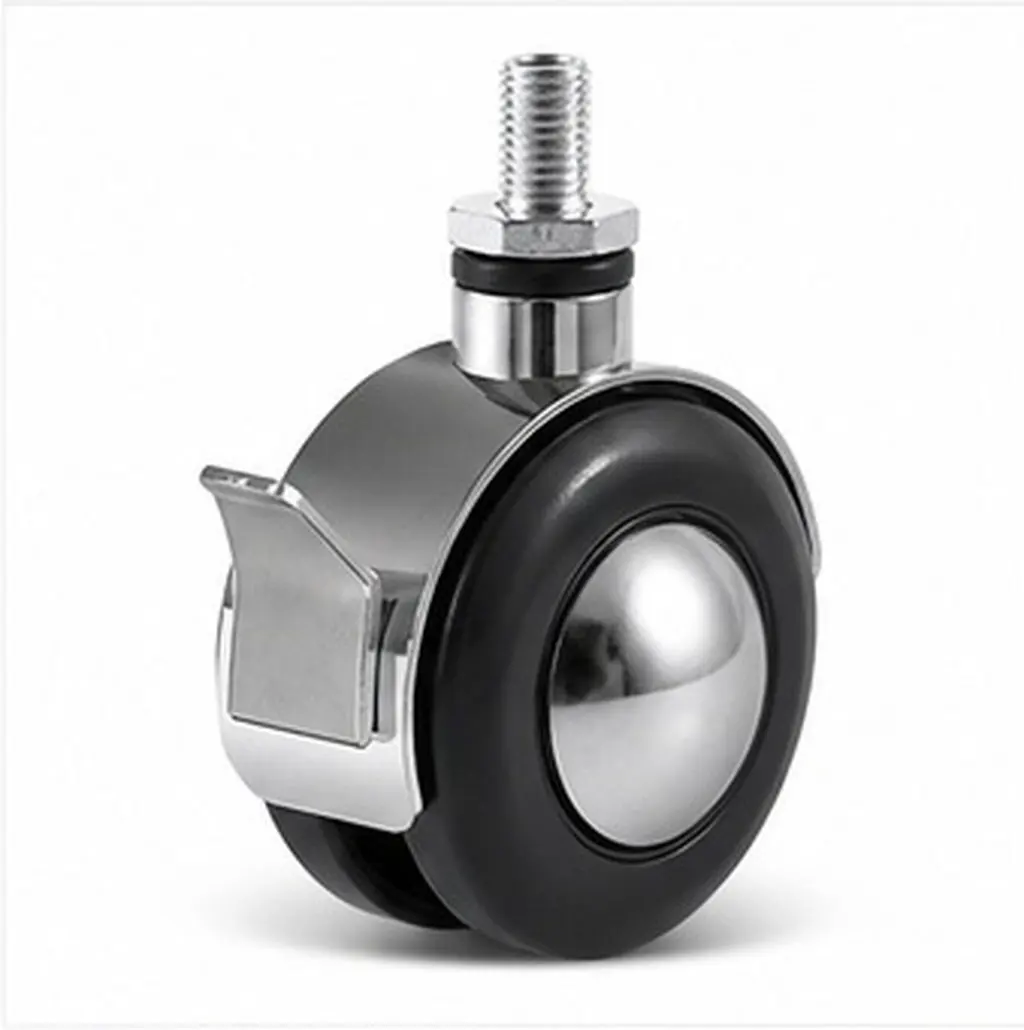 4Pcs Office Chair Wheels Replacement Stem Casters with Brake Cold Rolled Steel Heavy Duty for Desk Computer Gaming Chair