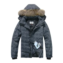 Chaqueta de plumón gruesa y cálida para hombre, abrigos de piel de mapache Real, chaquetas gruesas con capucha, abrigos informales de invierno para exteriores