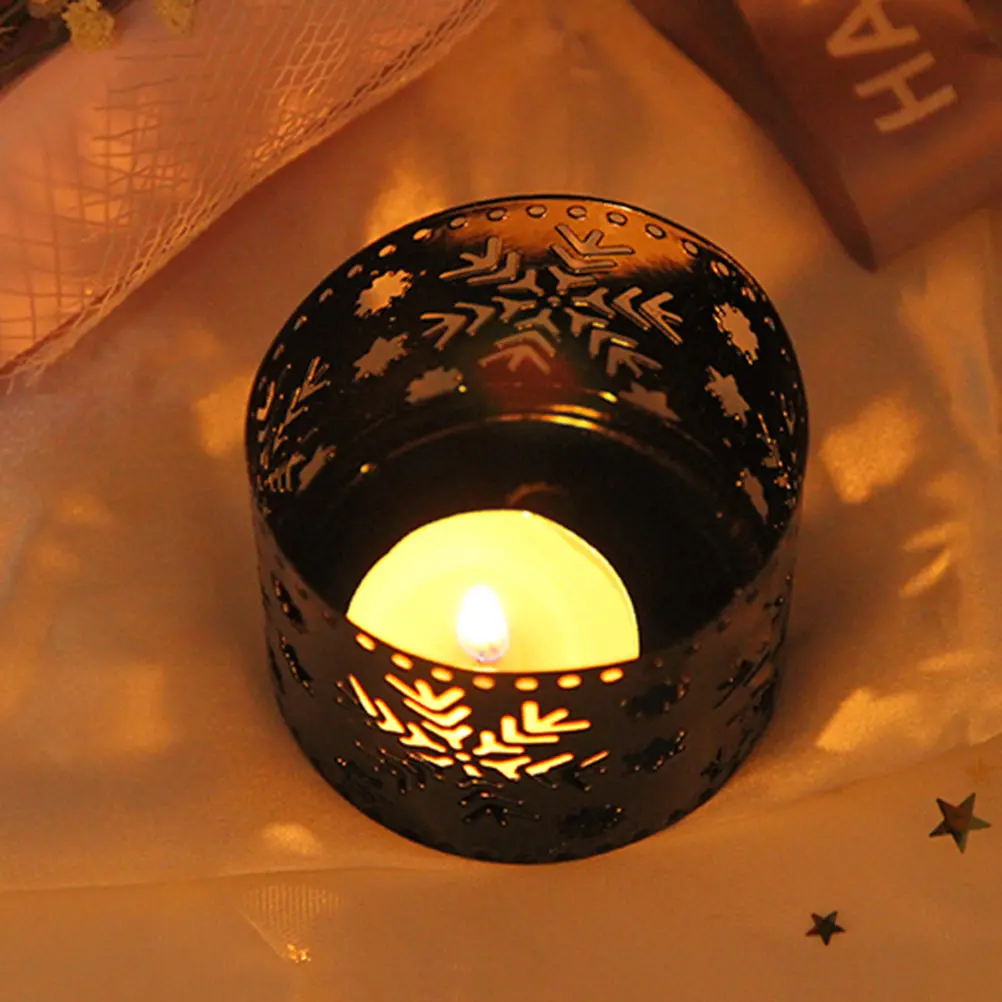Christmas Holders Iron Hollow Snowflake Lantern Retro Desktop Pen Holder Party Decoration Home Office