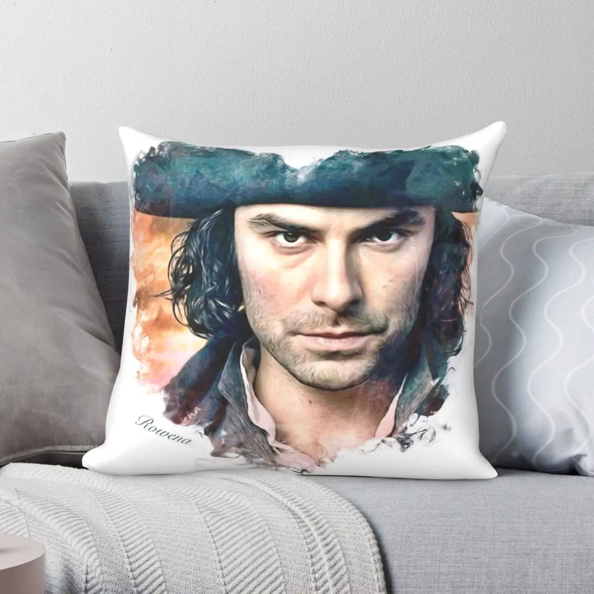 Aidan Turner Actor Square Pillowcase Polyester Linen Velvet Printed Zip Decor Home Cushion Cover