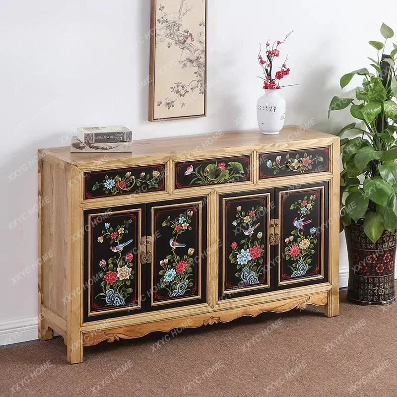 

Elm shoe cabinet painted and old simple living room locker