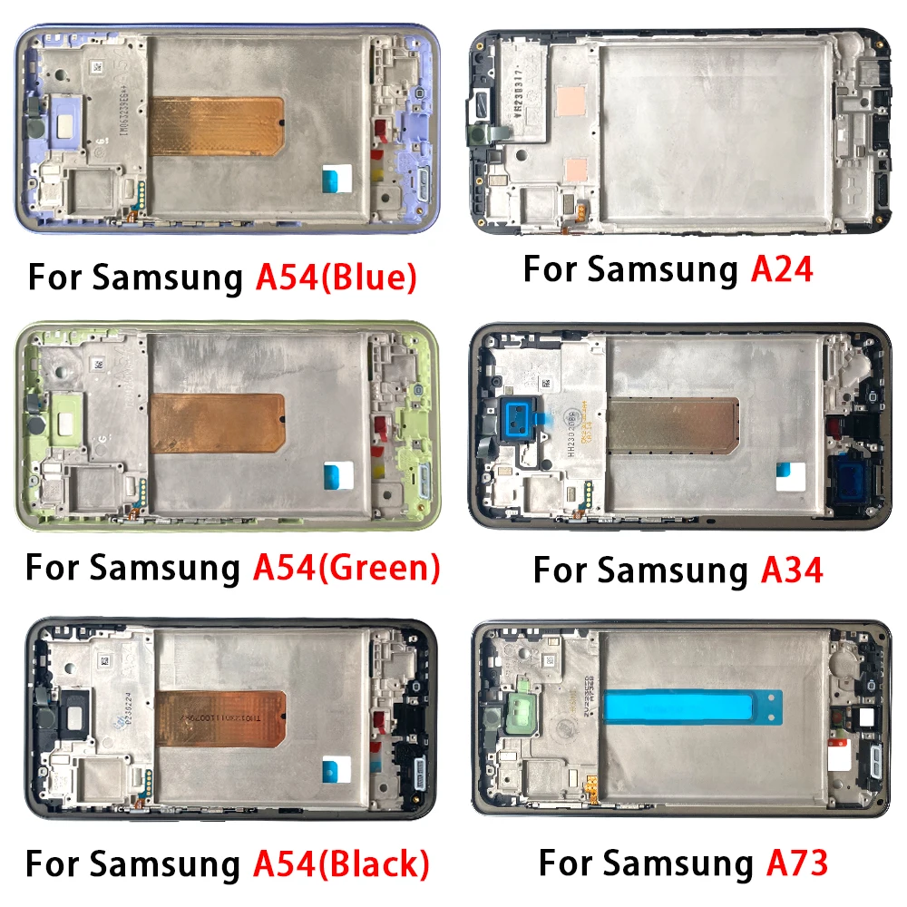 1Pc New For Samsung A24 A34 A54 A73 Middle Frame Front Housing Board LCD Bezel Repair Spare Parts