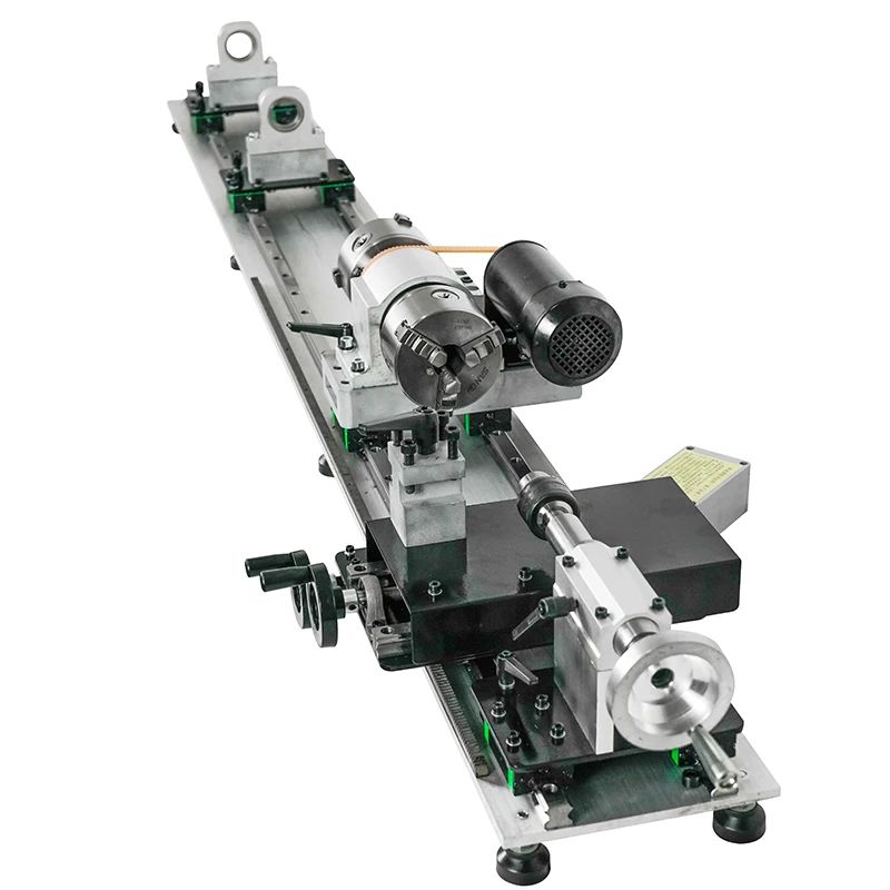 

FS-7075C Double Chuck Manual Metal Lathe Machine With Casting Bed For Pool Cue Repairing NEW